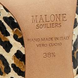 Pre Owned Malone Souliers Multicolor Snakeskin and Leather Maureen Mules Size 38.5