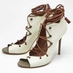 Pre Owned Malone Souliers Multicolor Leather Lace Up Pumps Size 37