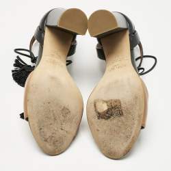 Pre Owned Malone Souliers Brown/Black Leather Gladys Sandals Size 37