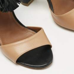 Pre Owned Malone Souliers Brown/Black Leather Gladys Sandals Size 37