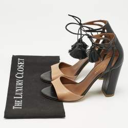 Pre Owned Malone Souliers Brown/Black Leather Gladys Sandals Size 37