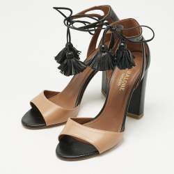 Pre Owned Malone Souliers Brown/Black Leather Gladys Sandals Size 37