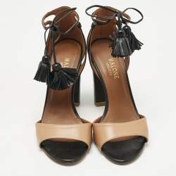 Pre Owned Malone Souliers Brown/Black Leather Gladys Sandals Size 37