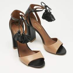 Pre Owned Malone Souliers Brown/Black Leather Gladys Sandals Size 37