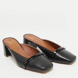 Pre Owned Malone Souliers Black Leather Square Toe Mules Size 35