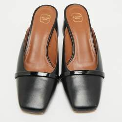 Pre Owned Malone Souliers Black Leather Square Toe Mules Size 35