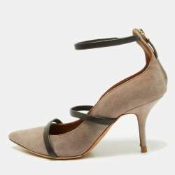 Pre Owned Malone Souliers Brown Suede Robyn Ankle Strap Pumps Size 36