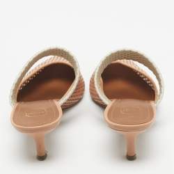 Pre Owned Malone Souliers Beige/Cream Fabric and Leather Maisie Mules Size 35