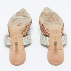 Pre Owned Malone Souliers Beige/Cream Fabric and Leather Maisie Mules Size 35