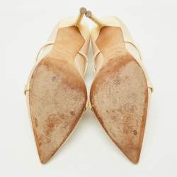 Pre Owned Malone Souliers Cream Leather Maureen Pointed Toe Pumps Size 39.5