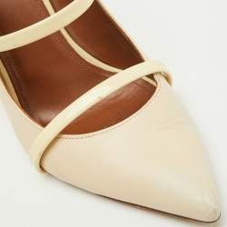 Pre Owned Malone Souliers Cream Leather Maureen Pointed Toe Pumps Size 39.5