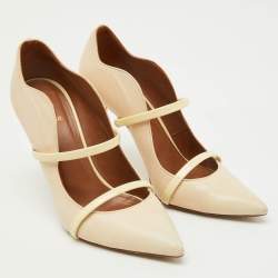 Pre Owned Malone Souliers Cream Leather Maureen Pointed Toe Pumps Size 39.5