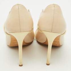 Pre Owned Malone Souliers Cream Leather Maureen Pointed Toe Pumps Size 39.5