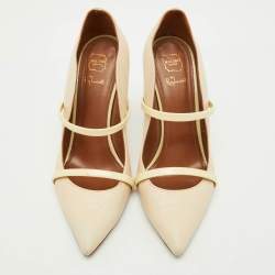 Pre Owned Malone Souliers Cream Leather Maureen Pointed Toe Pumps Size 39.5
