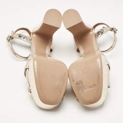 Pre Owned Malone Souliers Metallic Leather Platform Ankle Strap Sandals Size 38.5