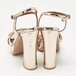 Pre Owned Malone Souliers Metallic Leather Platform Ankle Strap Sandals Size 38.5