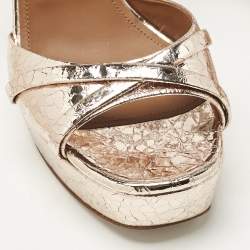 Pre Owned Malone Souliers Metallic Leather Platform Ankle Strap Sandals Size 38.5