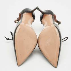 Pre Owned Malone Souliers Black Croc Embossed Leather Montana Lace Up Pumps Size 41