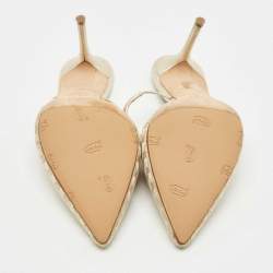 Pre Owned Malone Souliers Gold Leather and Woven Fabric Marla Mules Size 41