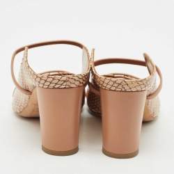 Pre Owned Malone Souliers Beige Watersnake Leather Norah Heel Mules Size 37.5