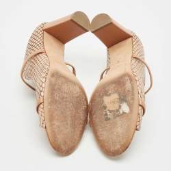 Pre Owned Malone Souliers Beige Watersnake Leather Norah Heel Mules Size 37.5