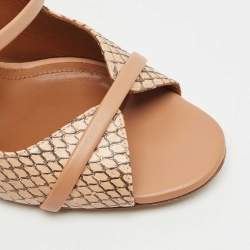 Pre Owned Malone Souliers Beige Watersnake Leather Norah Heel Mules Size 37.5