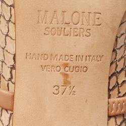 Pre Owned Malone Souliers Beige Watersnake Leather Norah Heel Mules Size 37.5