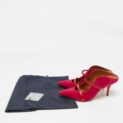 Pre Owned Malone Souliers Pink/Red Suede Maureen Heel Mules Size 39