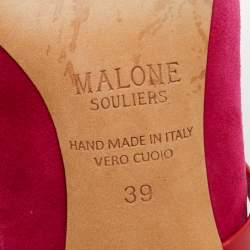Pre Owned Malone Souliers Pink/Red Suede Maureen Heel Mules Size 39