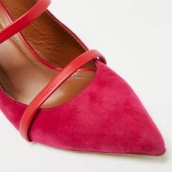 Pre Owned Malone Souliers Pink/Red Suede Maureen Heel Mules Size 39