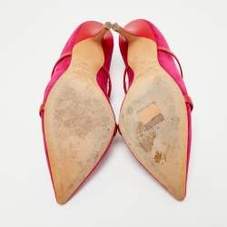 Pre Owned Malone Souliers Pink/Red Suede Maureen Heel Mules Size 39