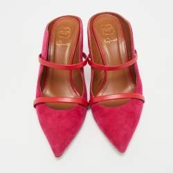 Pre Owned Malone Souliers Pink/Red Suede Maureen Heel Mules Size 39