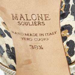 Pre Owned Malone Souliers Multicolor Snakeskin and Leather Maureen Mules Size 38.5