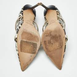 Pre Owned Malone Souliers Multicolor Snakeskin and Leather Maureen Mules Size 38.5