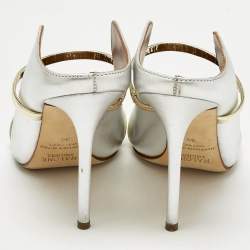 Pre Owned Malone Souliers Gold/Silver Leather Maureen Pumps Size 39