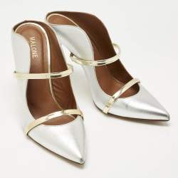 Pre Owned Malone Souliers Gold/Silver Leather Maureen Pumps Size 39