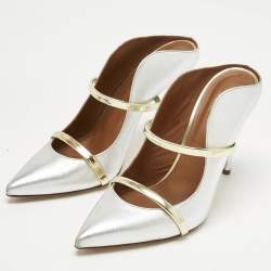 Pre Owned Malone Souliers Gold/Silver Leather Maureen Pumps Size 39