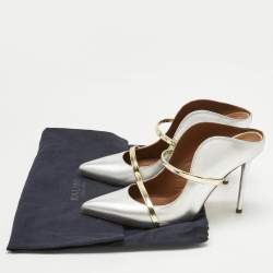 Pre Owned Malone Souliers Gold/Silver Leather Maureen Pumps Size 39