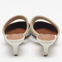 Pre Owned Malone Souliers Cream Raffia and Leather Maisie Mules Size 42