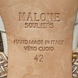 Pre Owned Malone Souliers Cream Raffia and Leather Maisie Mules Size 42
