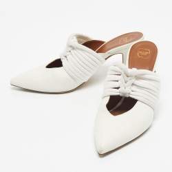 Pre Owned Malone Souliers White Leather Rope Mules Size 38