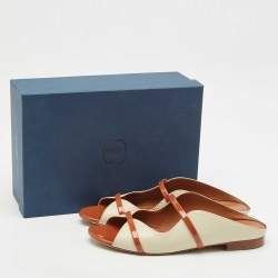 Pre Owned Malone Souliers Beige/Brown Leather Norah Flat Mules Size 40