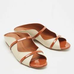Pre Owned Malone Souliers Beige/Brown Leather Norah Flat Mules Size 40