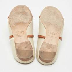 Pre Owned Malone Souliers Beige/Brown Leather Norah Flat Mules Size 40