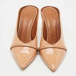 Pre Owned Malone Souliers Beige Patent Leather Constance Heel Mules Size 35.5