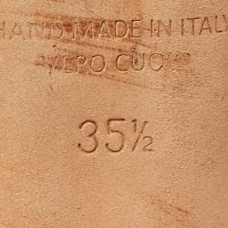 Pre Owned Malone Souliers Beige Patent Leather Constance Heel Mules Size 35.5