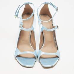 Pre Owned Malone Souliers Blue Satin Riley 90 Ankle Strap Sandals Size 39