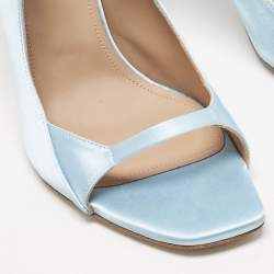 Pre Owned Malone Souliers Blue Satin Riley 90 Ankle Strap Sandals Size 39