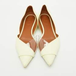 Pre Owned Malone Souliers Buttercup/Clear Leather and PVC Hurley Ballet Flats Size 39.5