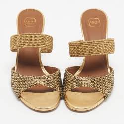 Pre Owned Malone Souliers Woven Lurex Fabric Milena Sandals Size 37
